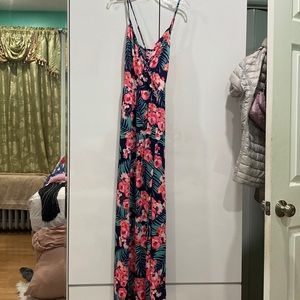 Floral maxi sundress with slit